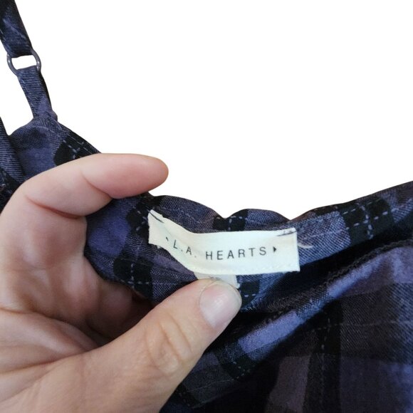 Blue & Black Plaid Mini Dress With Spaghetti Straps By L.A. Hearts - Picture 3 of 3